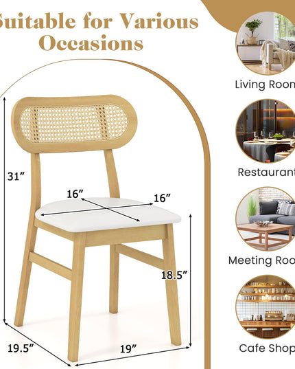 Giantex PVC Leather Upholstered Kitchen Chairs w/Breathable Mesh Cane Backrest