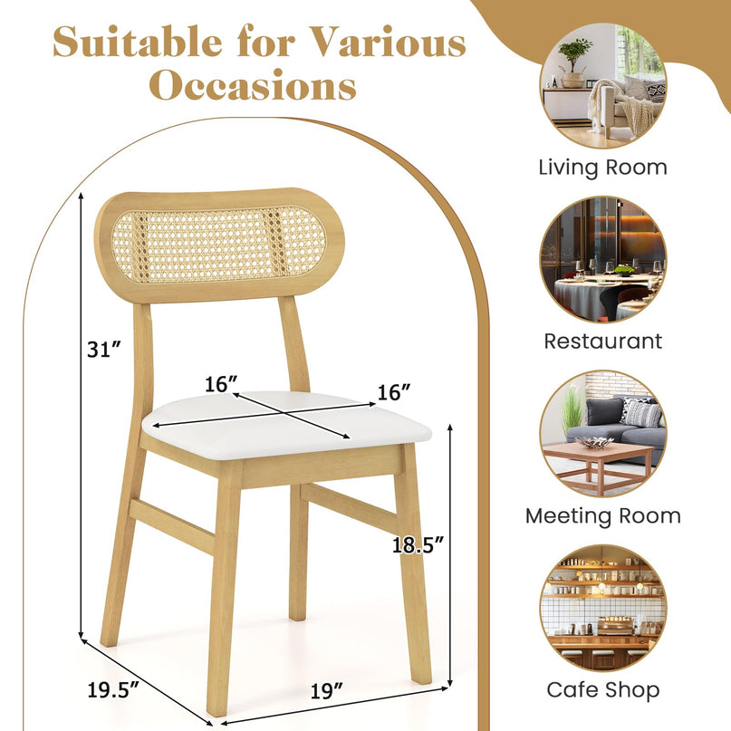 Giantex PVC Leather Upholstered Kitchen Chairs w/Breathable Mesh Cane Backrest