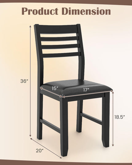 Giantex Dining Chairs Black, Faux Leather Upholstered Kitchen Chairs w/Padded Seat & Ladder Back