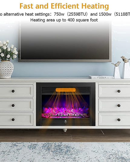 Giantex 28.5" Electric Fireplace Insert Recessed Mounted with 3 Color Adjustable Flames