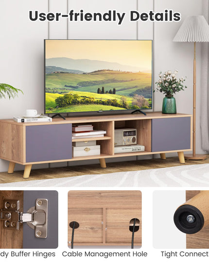 Giantex TV Stand for TVs up to 65 Inch, Entertainment Center with 2 Side Cabinets
