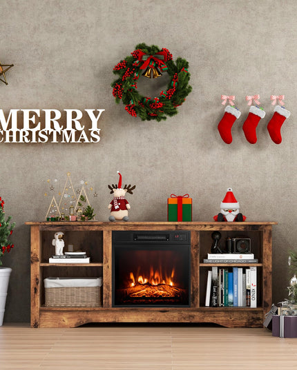 Giantex 58" TV Stand for Living Room 65" TV - Fireplace TV Cabinet for 18" Electric Fireplace (Not Included)