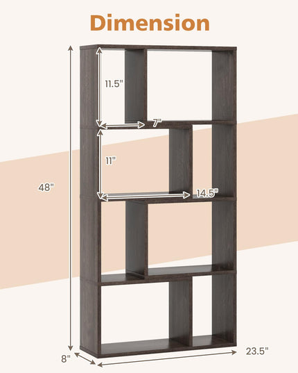 Giantex 8-Cube Geometric Bookshelf Set of 1/2, 4-Tier High Bookcase, 48" Modern Storage Organizer