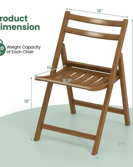 Giantex Wooden Folding Chairs Set, Dining Chairs with Wide Curved Seat