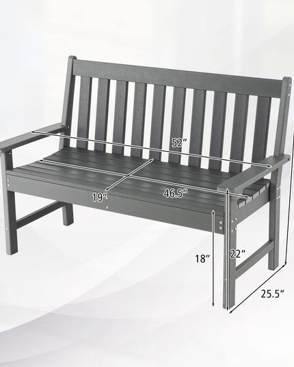 Giantex 52-Inch Outdoor Garden Bench - Outside Bench All-Weather HDPE Park Bench