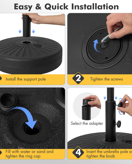Giantex Umbrella Base Stand, Sand Water Filled Umbrella Holder for 1.5''-1.9'' Umbrella Poles, Build-in Handle