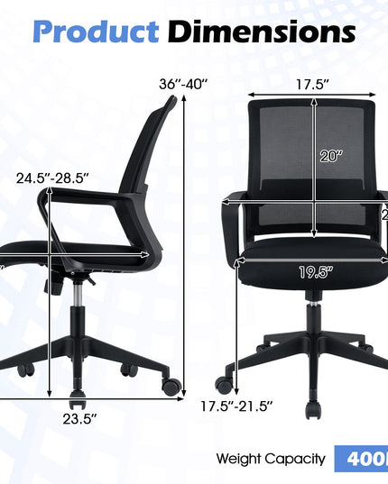 Mesh Office Chair, Mid Back Computer Desk Chair, Ergonomic Executive Chair