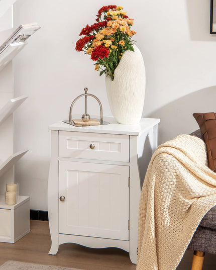 Giantex Nightstand Bed Side End Table with Drawer(1&2, White)