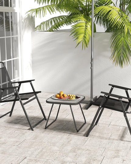 Giantex 3-Piece Patio Bistro Set, Outdoor Folding Chairs & Table Set, Outdoor Conversation Set for Balcony Yard Poolside