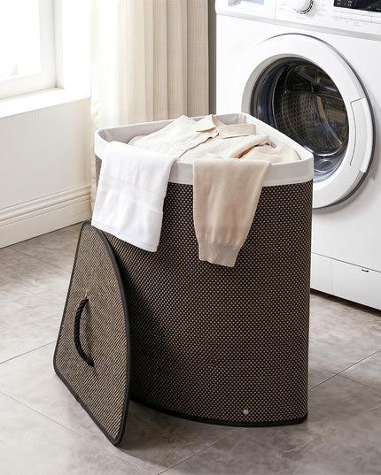 Giantex Corner Laundry Hamper with Lid for Small Spaces