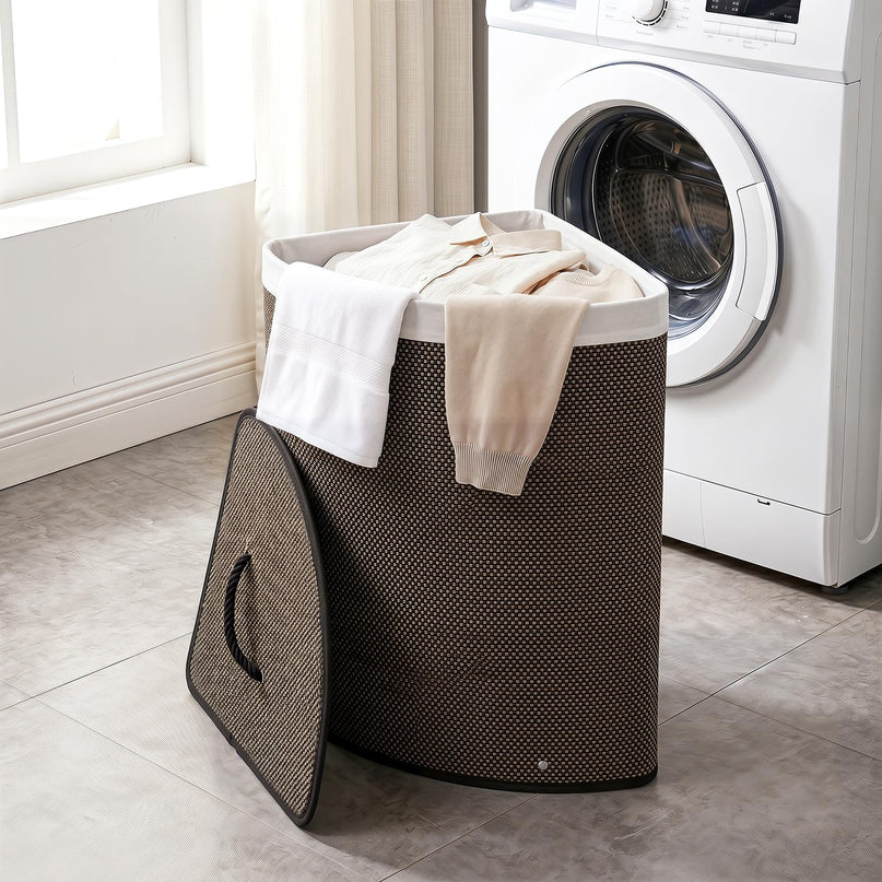 Giantex Corner Laundry Hamper with Lid for Small Spaces