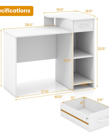 Giantex Computer Desk with Storage, Modern PC Laptop Table with 5-Position Adjustable Shelf