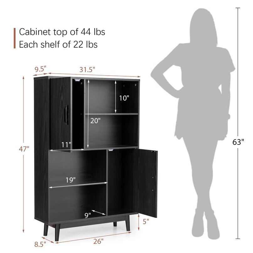 Giantex Storage Cabinet with Legs 4-Tier Bookshelf for Books & Photos
