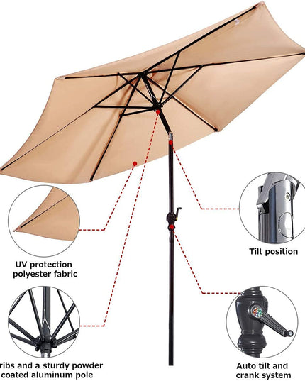 Giantex Patio Umbrella with Base Stand, 9ft Market Umbrella
