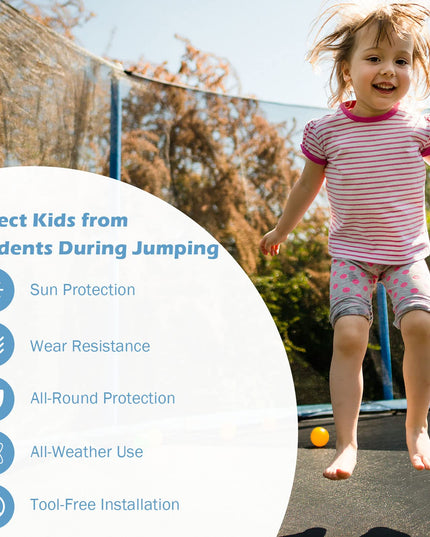 Trampoline Safety Net w/Adjustable Straps, 8 10 12 14 15 16Ft Weather-Resistant Replacement Enclosure Net