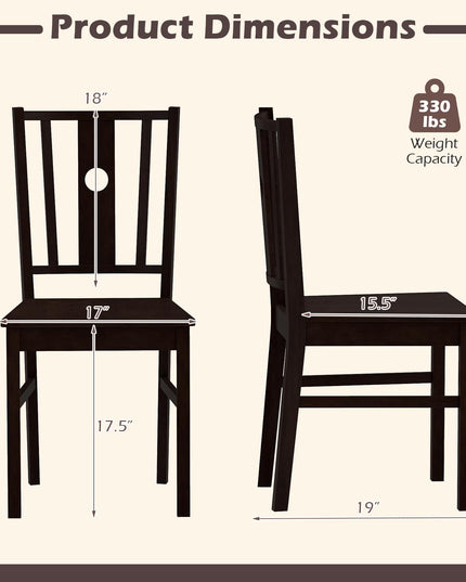 Giantex Solid Rubber Wood Dining Chairs Set of 2/4 with Slatted Curved Backrest