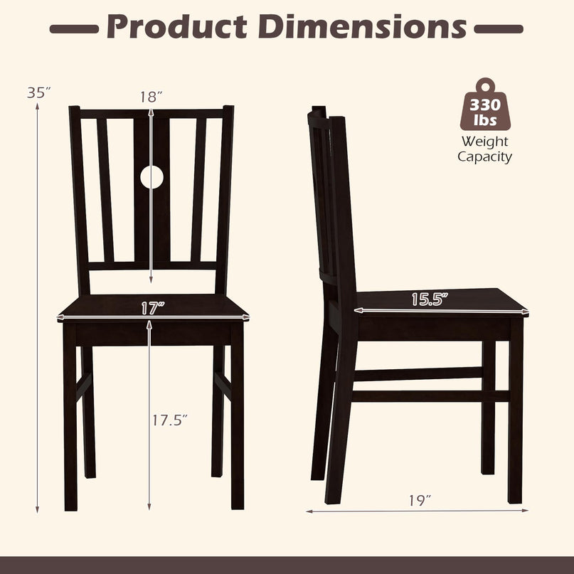 Giantex Solid Rubber Wood Dining Chairs Set of 2/4 with Slatted Curved Backrest