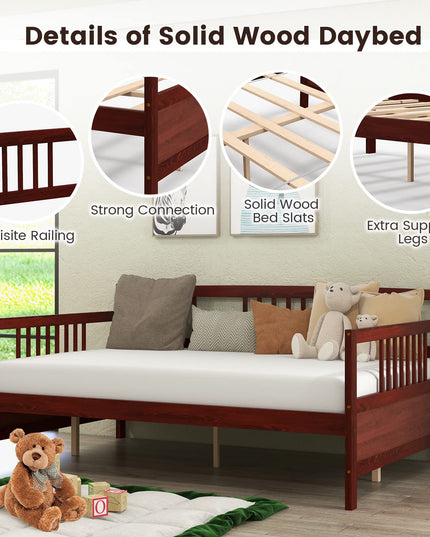 Giantex Full Size Daybed, Wooden Daybed Sofa Bed Frame with Wood Slat Support for Kids Teens (Full)