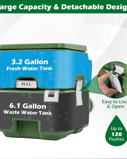 Giantex Portable Toilet with Level Indicator and 5.8 Gal Detachable Waste Tank