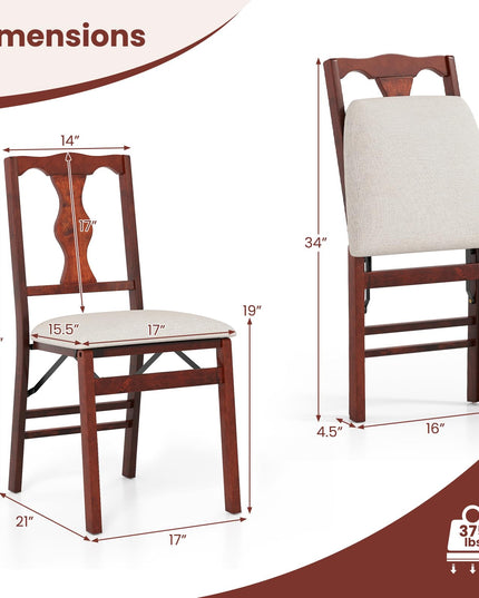 Giantex Folding Dining Chairs Set of 2/4 Upholstered Dining Chairs