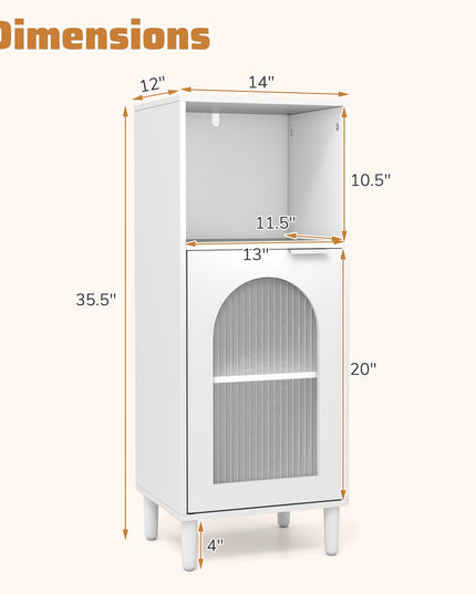 Giantex Bathroom Storage Cabinet with Removable Shelf & Fluted Tempered Glass Door