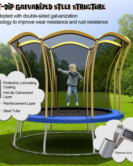 Giantex 8 FT 10 FT Trampoline, ASTM Certified Recreational Trampolines with Net, Galvanized Steel Frame