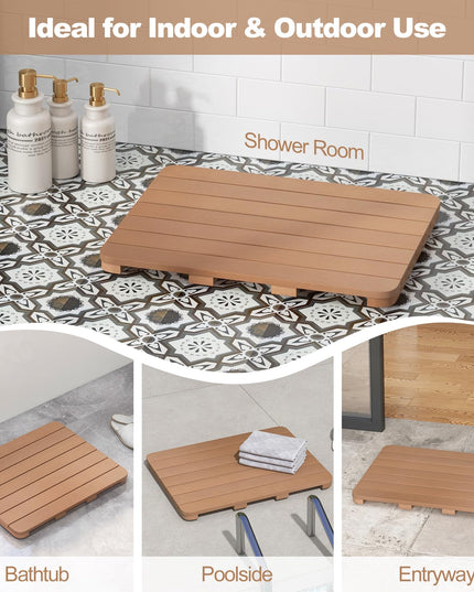 Giantex Waterproof Bath Mat, Shower Mat for Bathroom Inside, Outdoor HIPS Floor Mat with Non Foot Pads