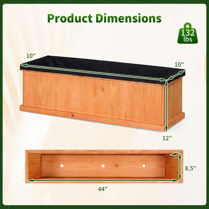 Giantex 44" x10" x12" Raised Garden Bed with 3 Drainage Holes (1/2)