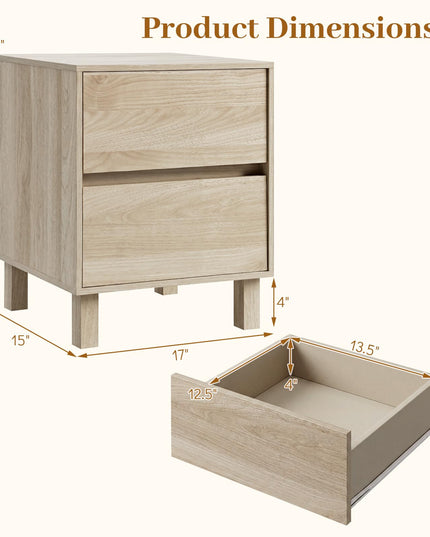 Giantex Wood Night Stand w/2 Storage Drawers & Anti-Tipping Device (1/2)