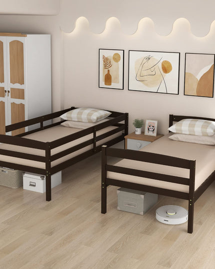 Giantex Bunk Bed, Solid Wood Detachable Bed Frame with High Guardrails & Integrated Ladder