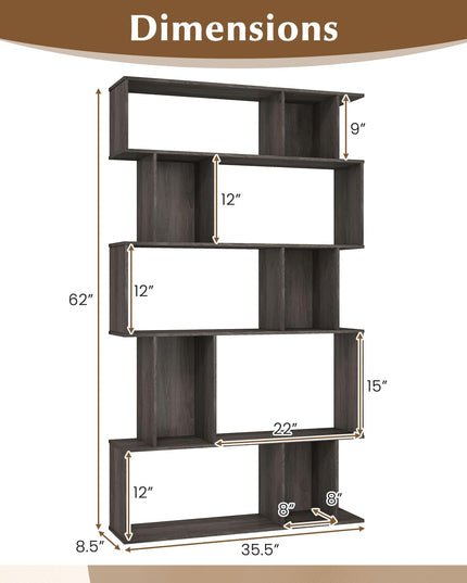 Giantex 5-Tier Bookshelf | 10-Cube Geometric Book Case with 5 Closed-Back Cubbies