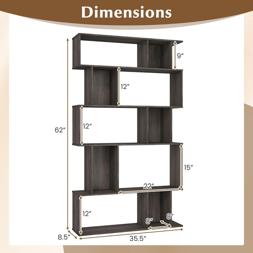 Giantex Bibliothèque à 5 niveaux | Étagère géométrique à 10 cubes avec 5 casiers à fond fermé