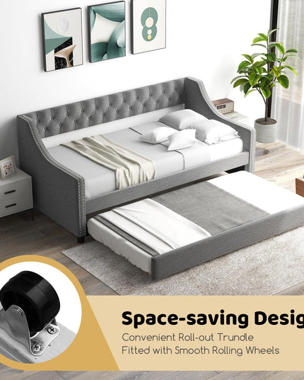 Giantex Upholstered Twin Daybed with Trundle