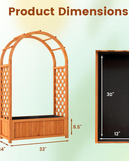 Giantex Raised Garden Bed with Arch Trellis for Climbing Vine Flower Vegetable