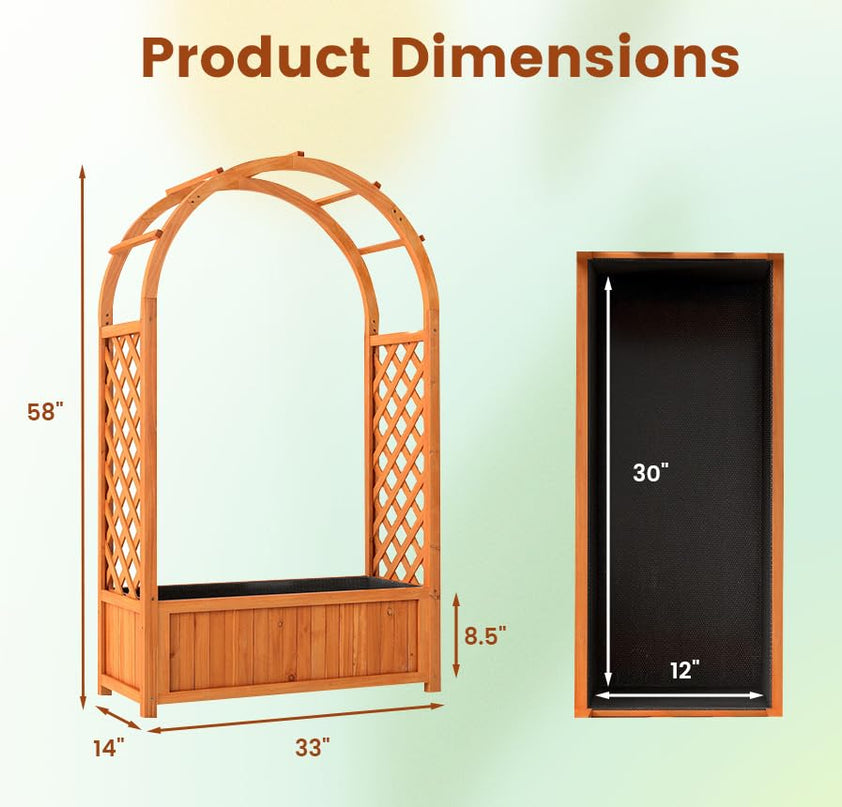 Giantex Raised Garden Bed with Arch Trellis for Climbing Vine Flower Vegetable