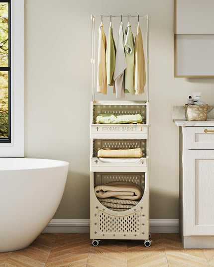 Giantex 4-Tier Laundry Cart with Hanging Rack