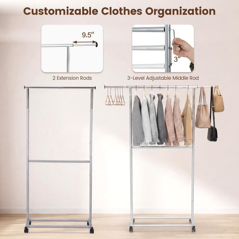 Giantex Extendable Clothes Rack for Dressing Room