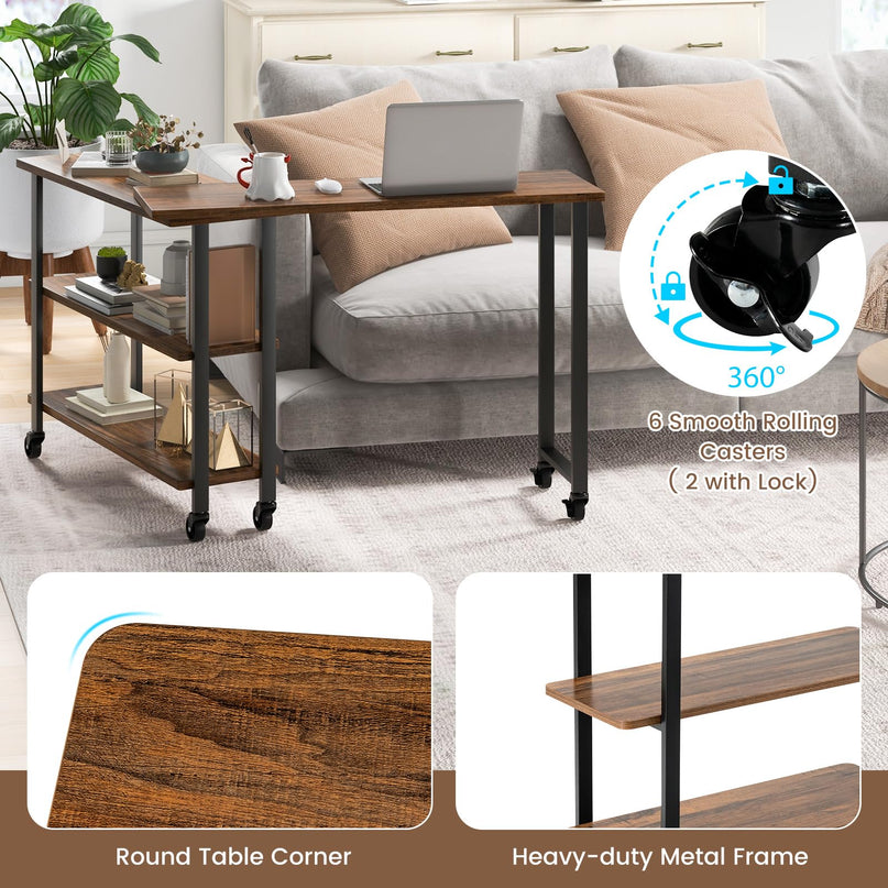 Giantex 360° Free Rotating Sofa Side Table