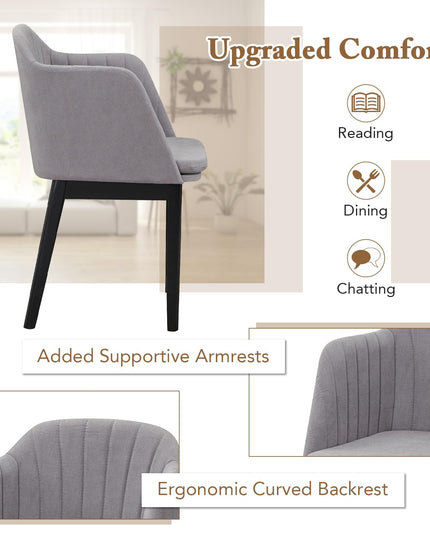 Giantex Modern Dining Chairs, Upholstered Velvet Accent Chairs w/Curved Backrests & Rubber Wood Legs