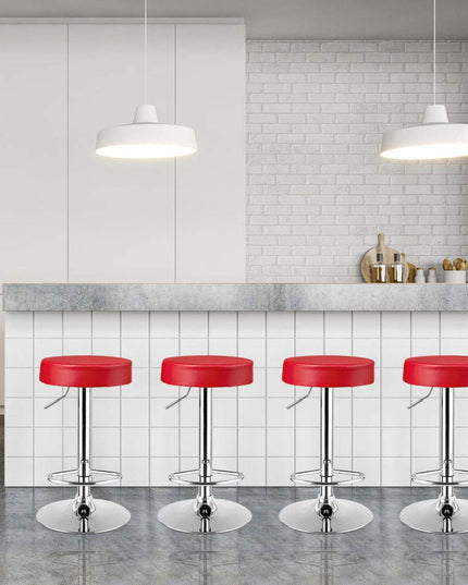 Modern Swivel Backless Round Barstool, PU Leather Armless bar Chair with Height Adjustable, Chrome Footrest
