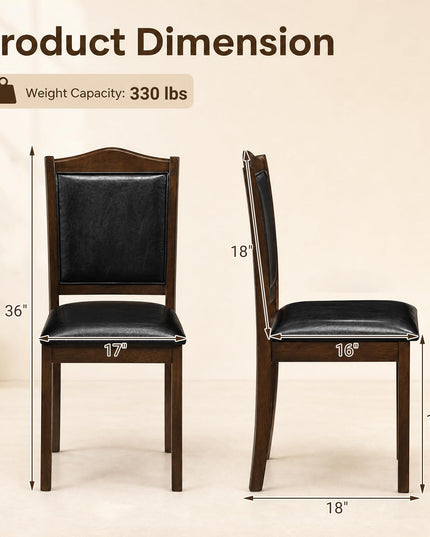 Giantex Wooden Dining Chairs Set of 2/4 | Faux Leather Padded Seat & Back