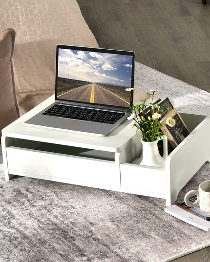 Countertop Vanity with Flip Top Mirror, 24inch Tabletop Laptop Desk with 2 Compartments Organizer