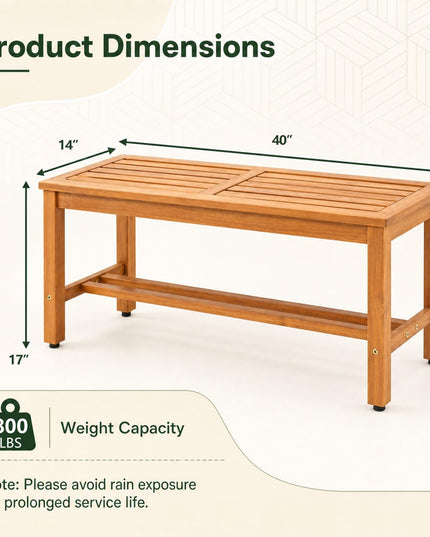 Giantex Outdoor Wooden Bench 2-Person Patio Bench(40"L x 14"W x 17"H)
