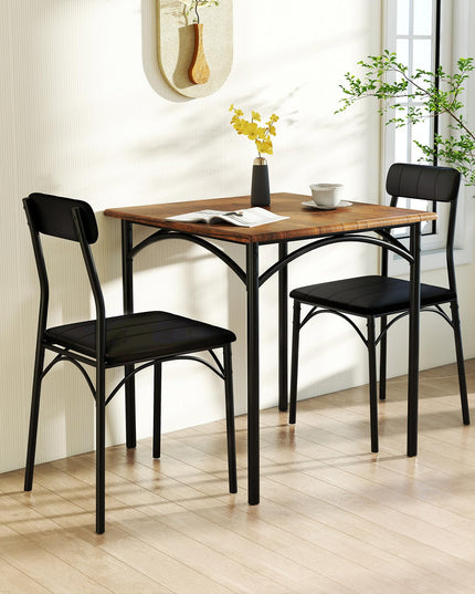 Giantex Square Kitchen Table with 2 Upholstered Armless Chairs | Space-Saving Dinette Set for Small Spaces