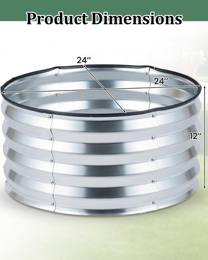Giantex 2 Pack Galvanized Raised Garden Bed Kit | 2x2x1 FT Round Large Metal Planter Boxes w/Open-Ended Base