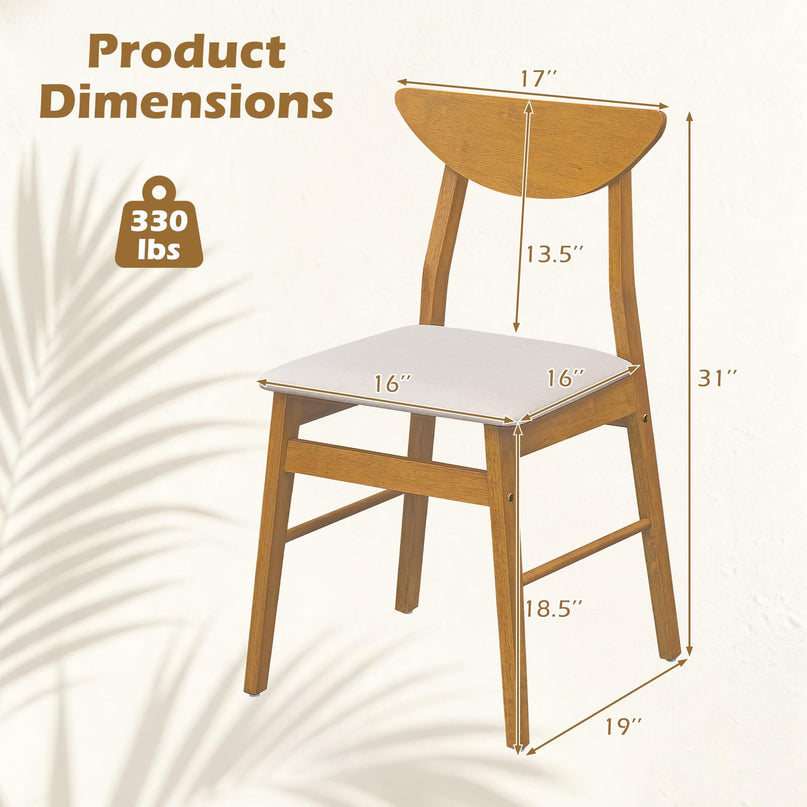 GIANTEX Upholstered Dining Chairs Set of 2/4 w/ Comfortable Upholstered Seat