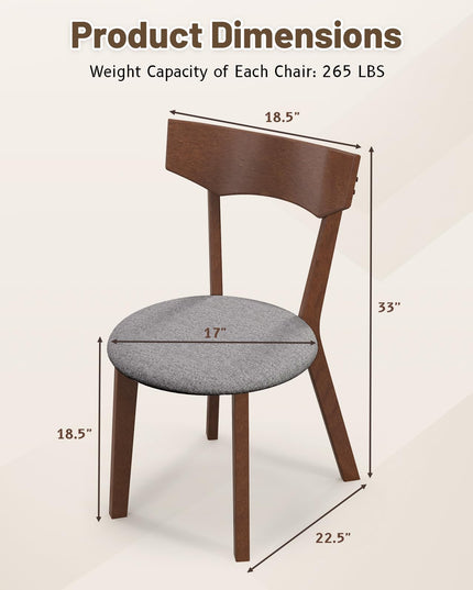 Giantex Wooden Dining Chairs, Solid Wood Kitchen Chairs w/Curved Back & Cushioned Seat