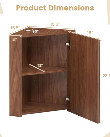 Giantex Corner Medicine Cabinet, 23.5” Over The Toilet Storage Cabinet with Mirror Door, Adjustable Shelf
