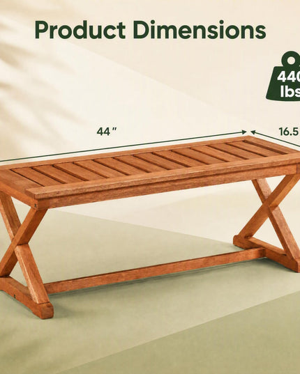 GIANTEX 44" Outdoor Bench Solid Wood Garden Bench with Cross Legs(1/2)
