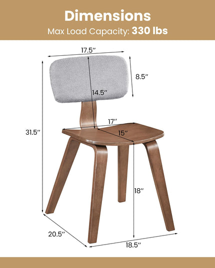 Giantex Rubber Wood Dining Room Chairs with Teddy Velvet Padded Backrest & Ergonomic Seat